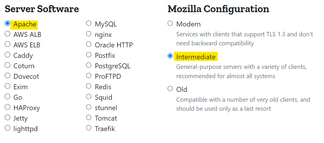 Mozilla Website Configuration