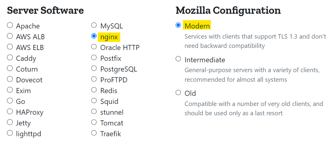 Mozilla Website Configuration