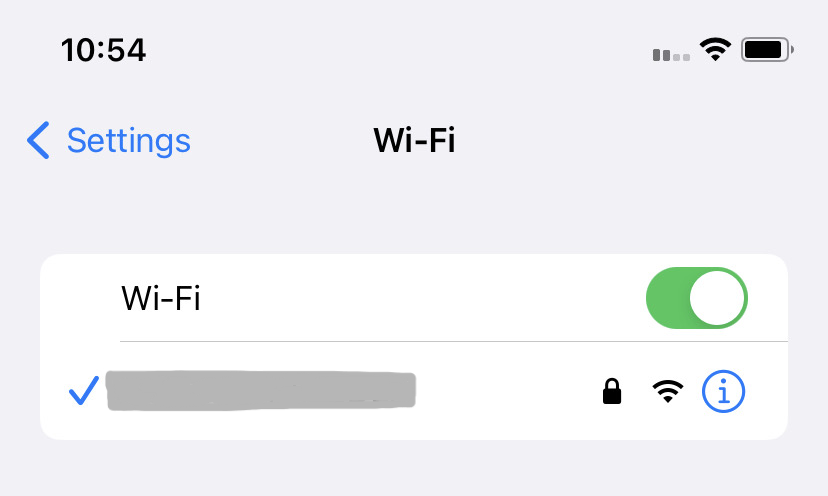 iOS Wi-Fi settings